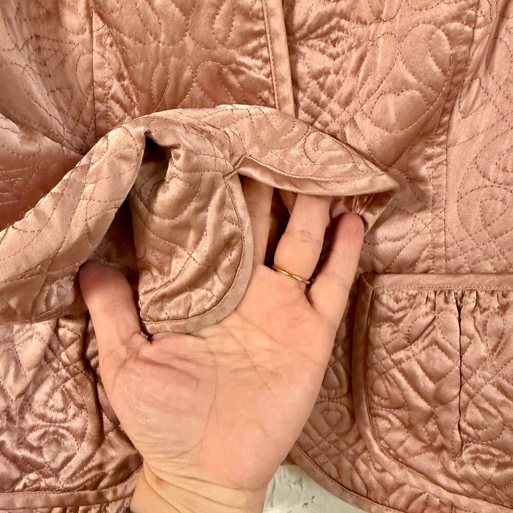 Banana Republic Silk Quilted Jacket Womens Small Blush Pink Lightweight Blazer - Picture 7 of 9